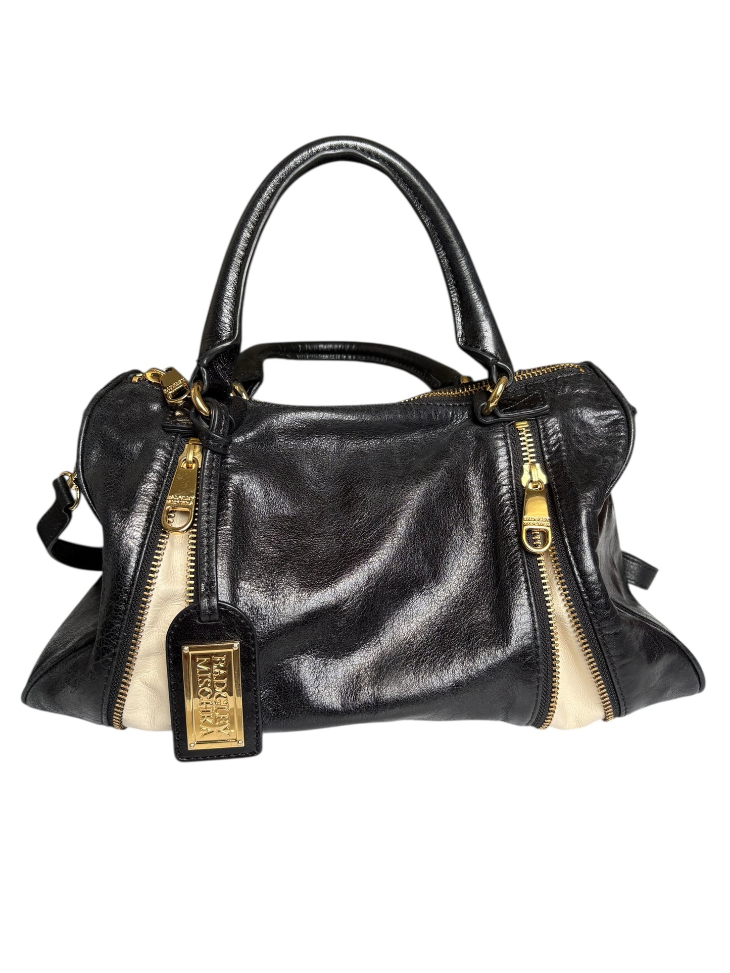 Badgley Mischka Midnight Blue Leather Top Handle Crossbody Bag