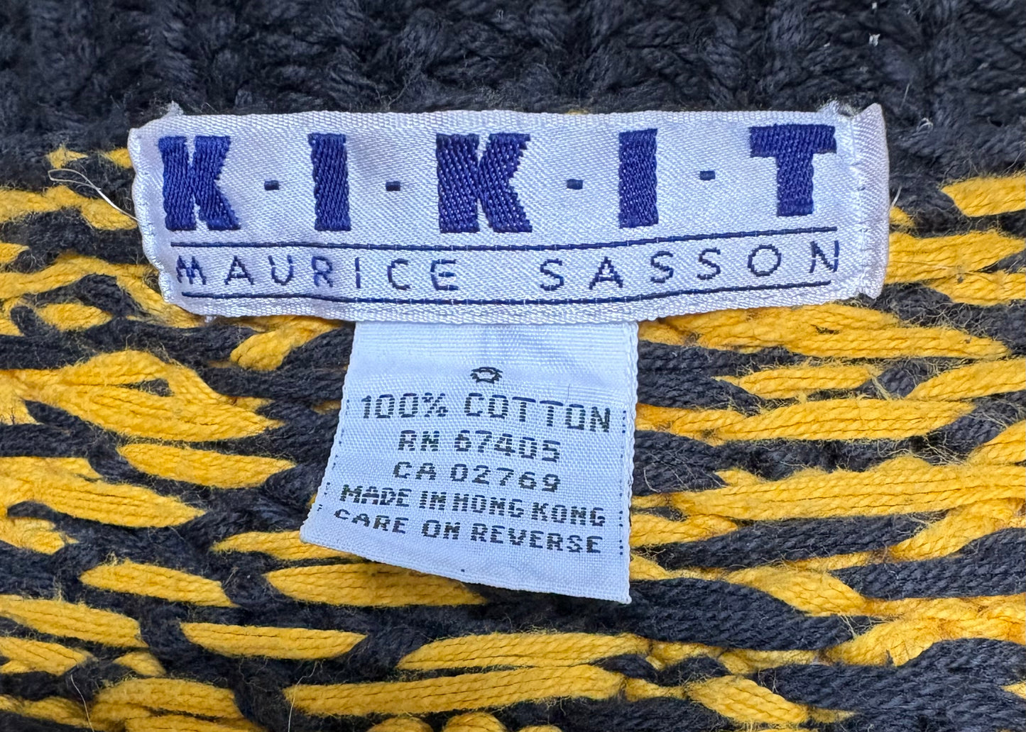 KIKIT Maurice Sasson Oversized Cotton Cable Knit Houndstooth Cardigan