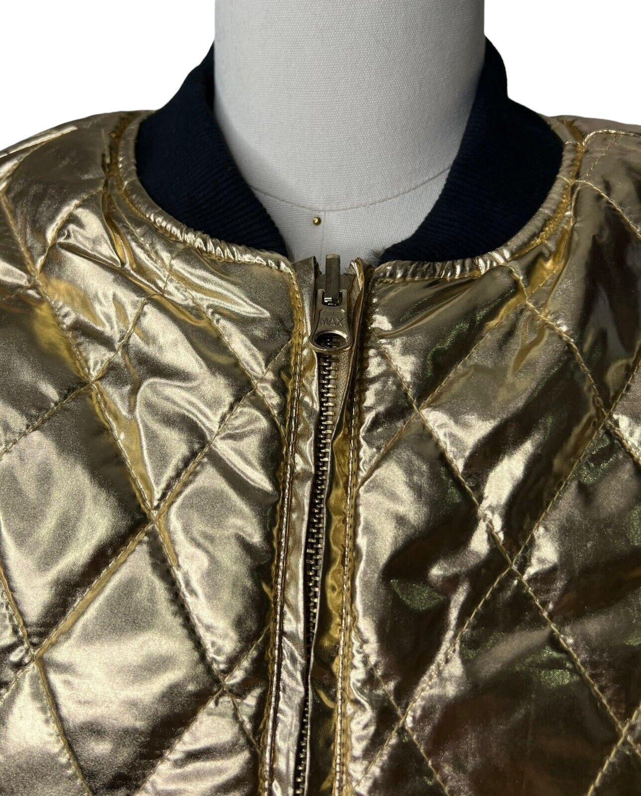 Women’s Reversible Gold Lame Leopard Print Faux Fur Baseball Jacket Size Small