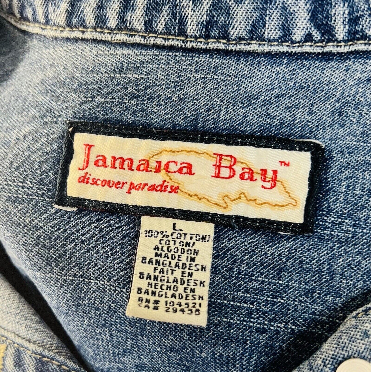 Jamaica Bay Distressed Denim Jacket Butterfly Appliqué W/gemStones Size Large