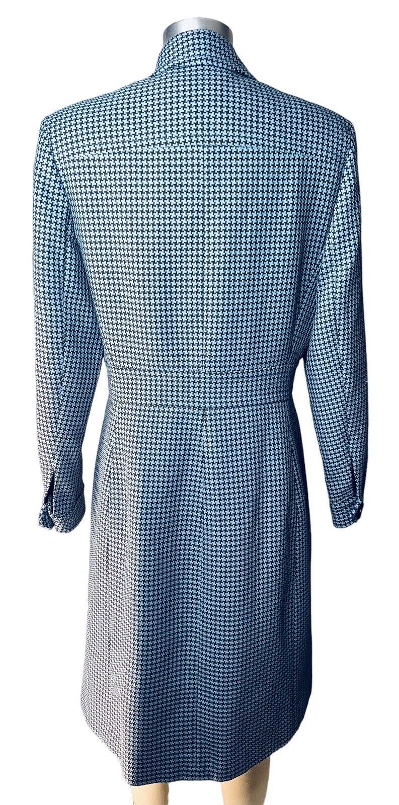 Larry Levine Black & Blue Houndstooth Overcoat Size 8