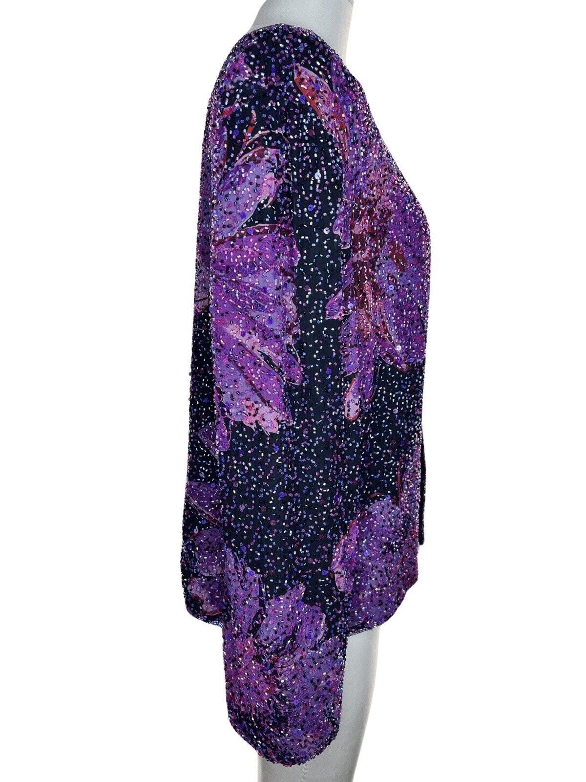 Sean Collection Silk Beaded Floral Cardigan Evening Jacket Size 2x