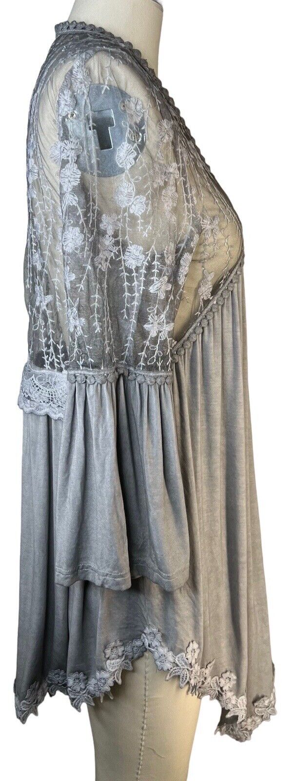 Pol Women’s Grey Lace Rayon Spandex Size S
