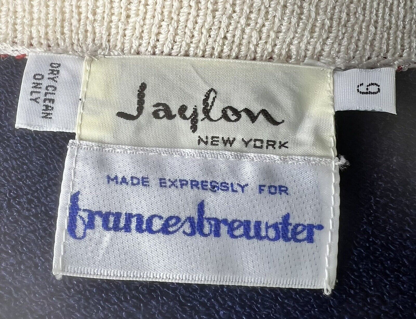 Jaylon New York Blue Cardigan Red & White Trim Gold Buttons Size 6