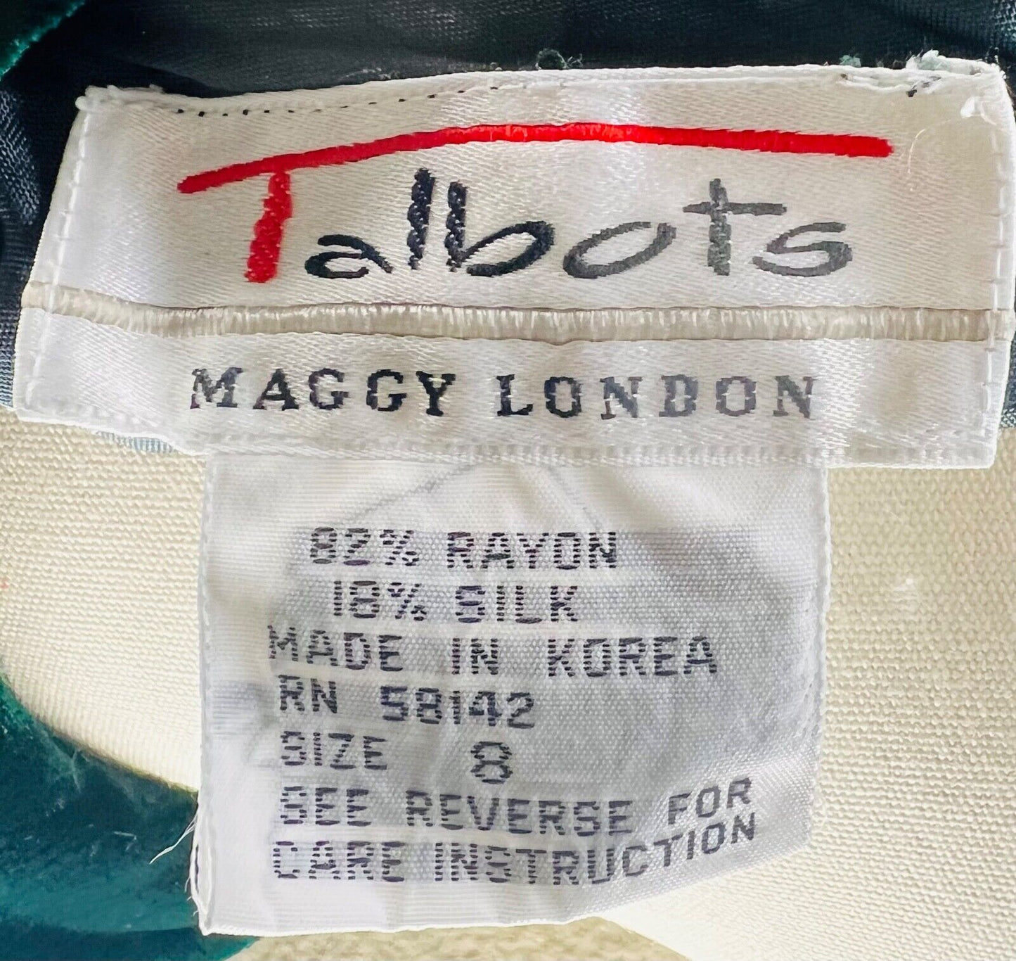 Women's Maggy London for Talbots Emerald/Hunter Green Rayon & Silk Velour Dress