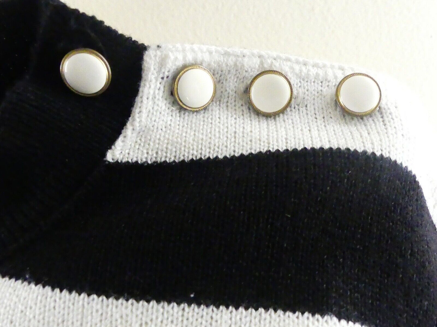 Schrader Knit Black & White Cotton & Rayon Dress Size M