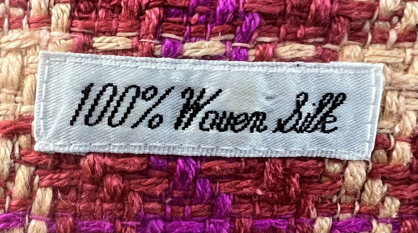 Ann May Silk Woven Blazer Large Gold Buttons Size 10