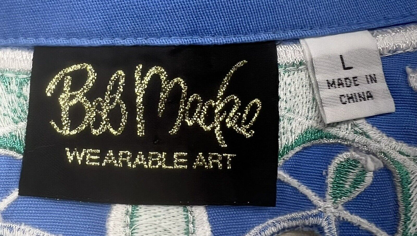 Bob Mackie Cut Out Design Embroidered Flowers Zip Up Jacket Size L