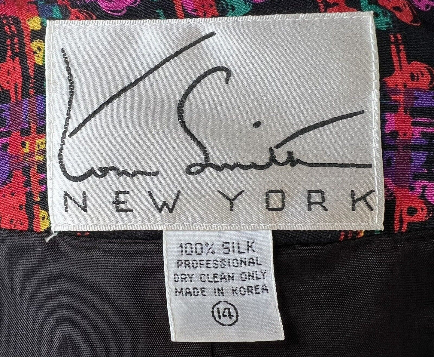 Tom Smith New York Abstract Checkerboard Asymmetric Silk Two-piece Suit Size 14