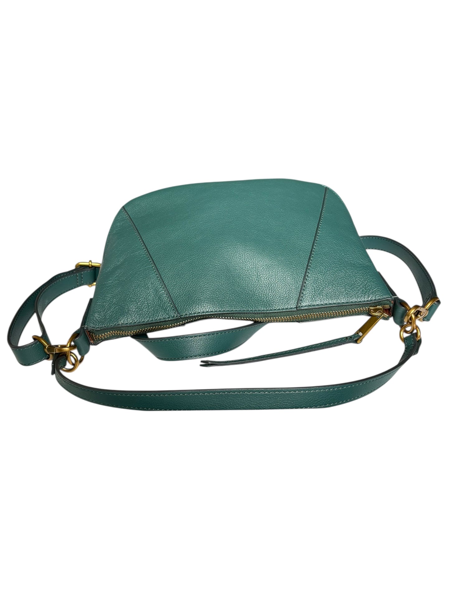 Fossil Green Leather Crossbody Top Handle Adjustable Bag