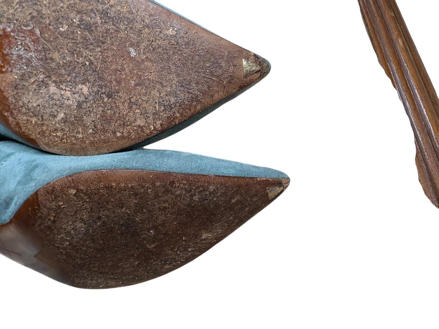 Tabitha Simmons Pointy Toe Powder Blue Suede Kitten Heel Booties