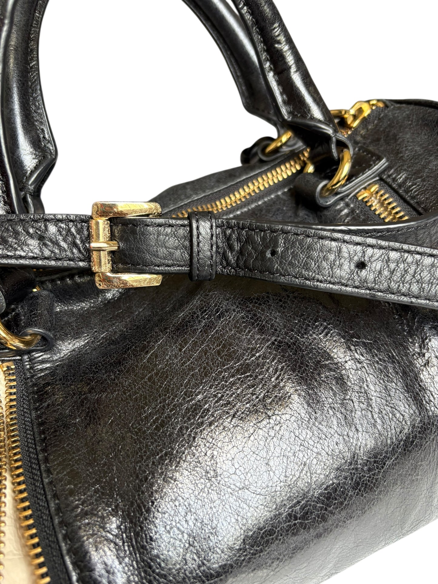 Badgley Mischka Midnight Blue Leather Top Handle Crossbody Bag