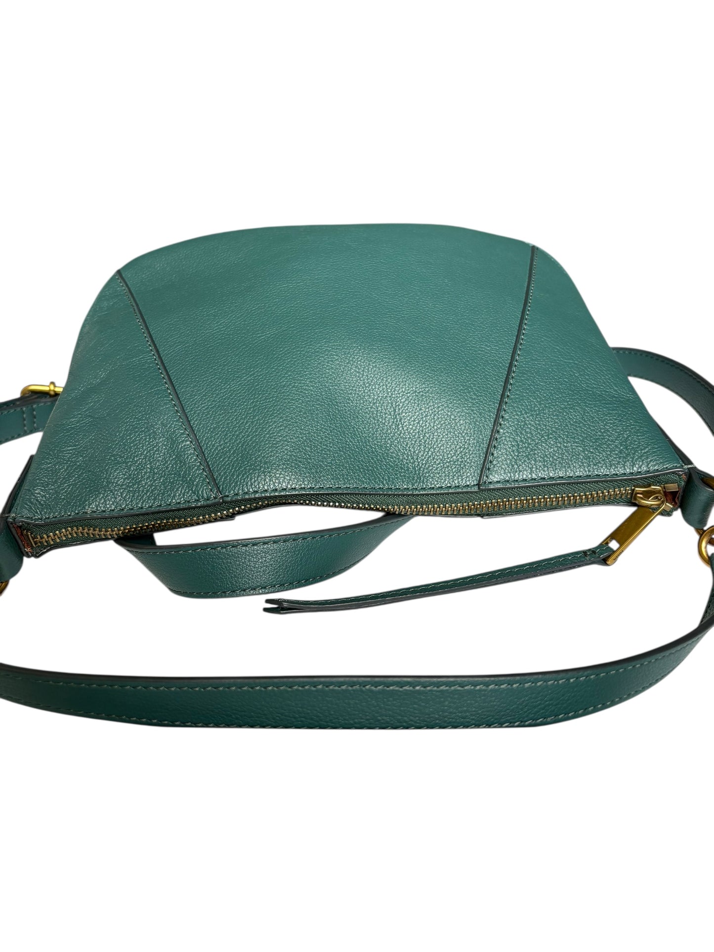 Fossil Green Leather Crossbody Top Handle Adjustable Bag
