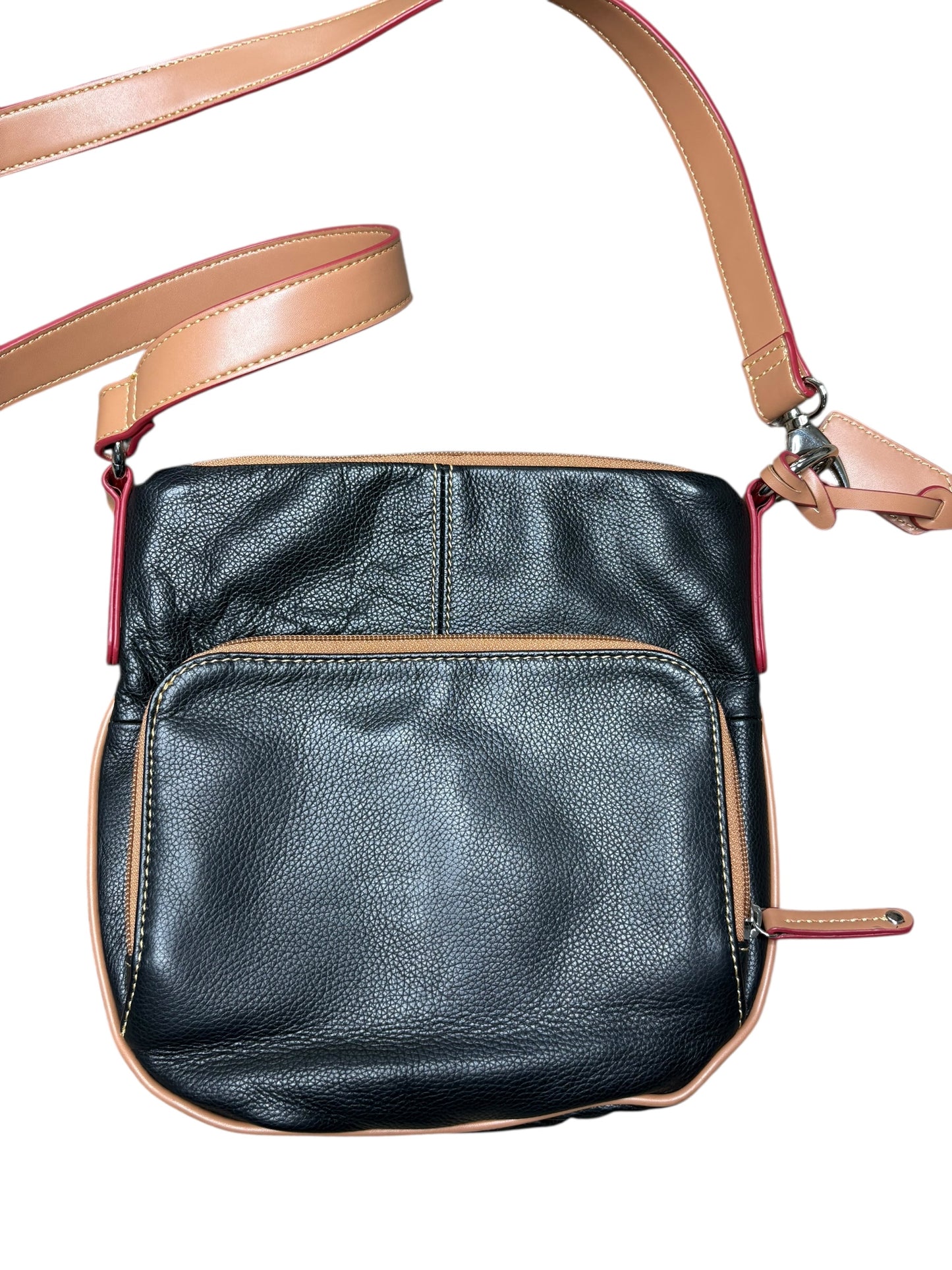 Tignanello Organizer Black Pebble Leather Crossbody Bag NWOT