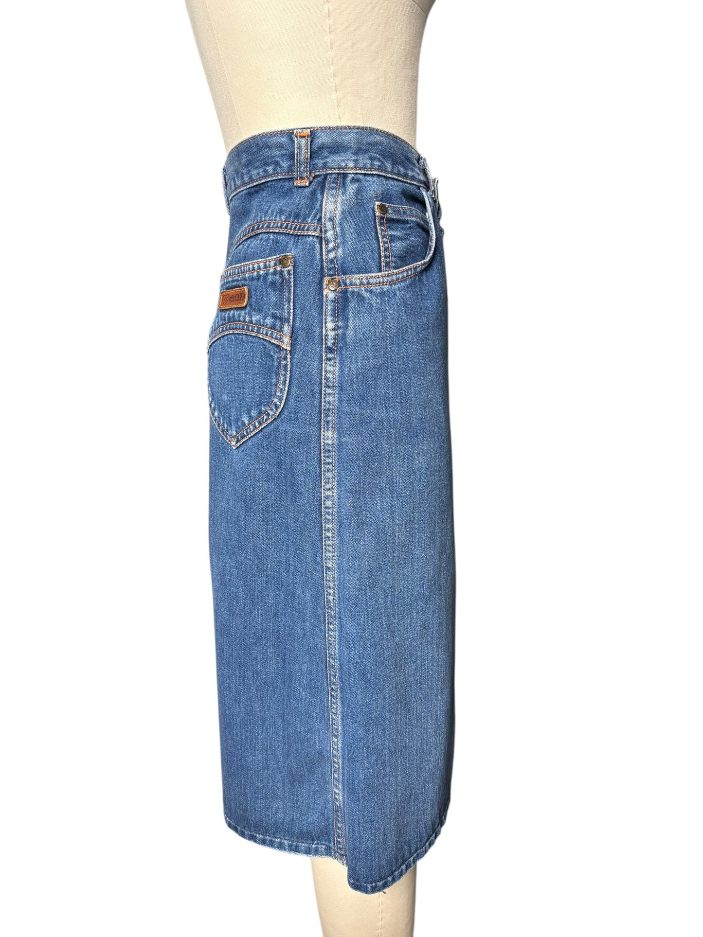 Gitano Vintage Denim A-line High Waist Midi Skirt Size 8/9