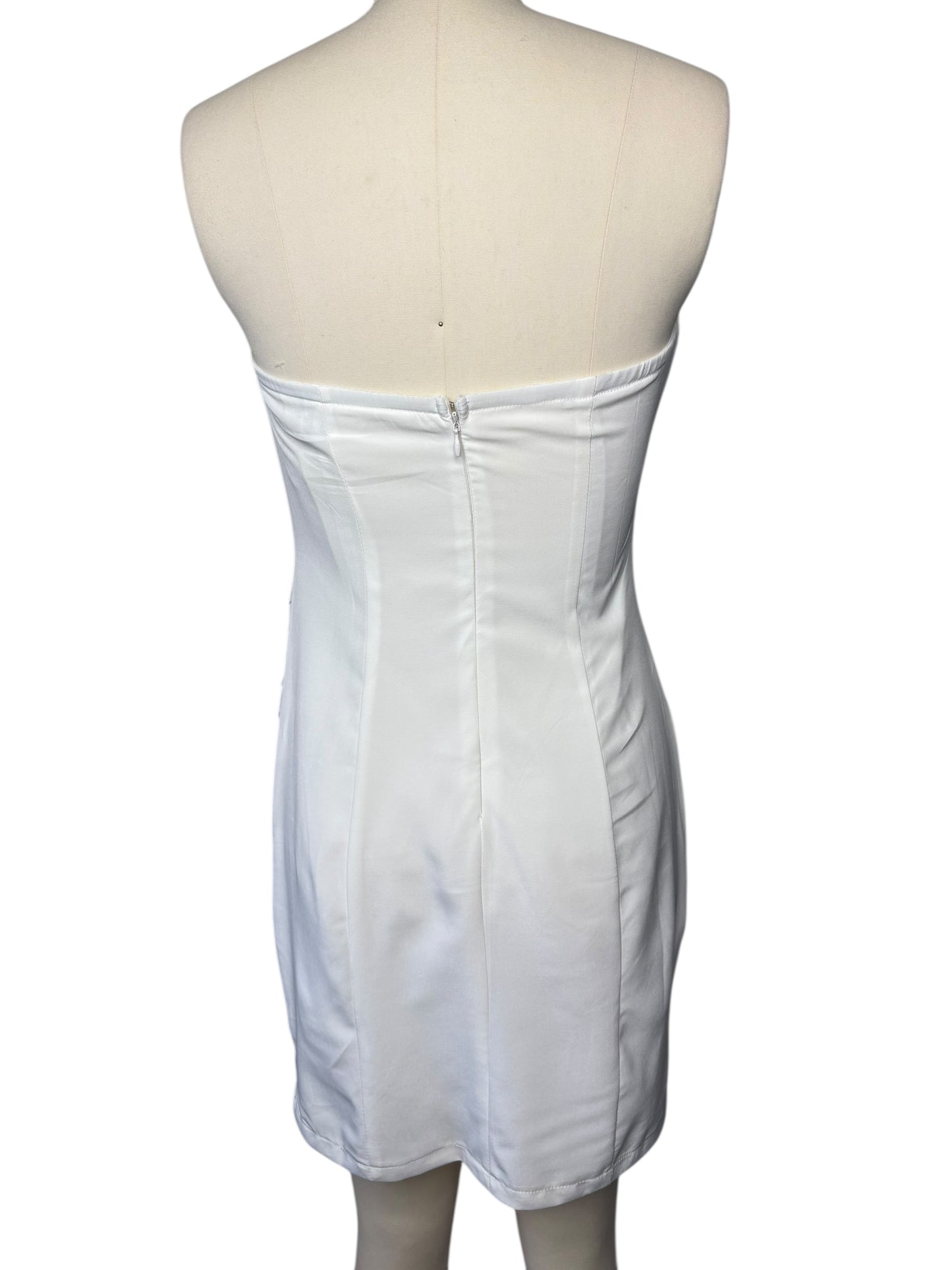 Katia White & Pink Strapless Dress NWT Pleats Size M