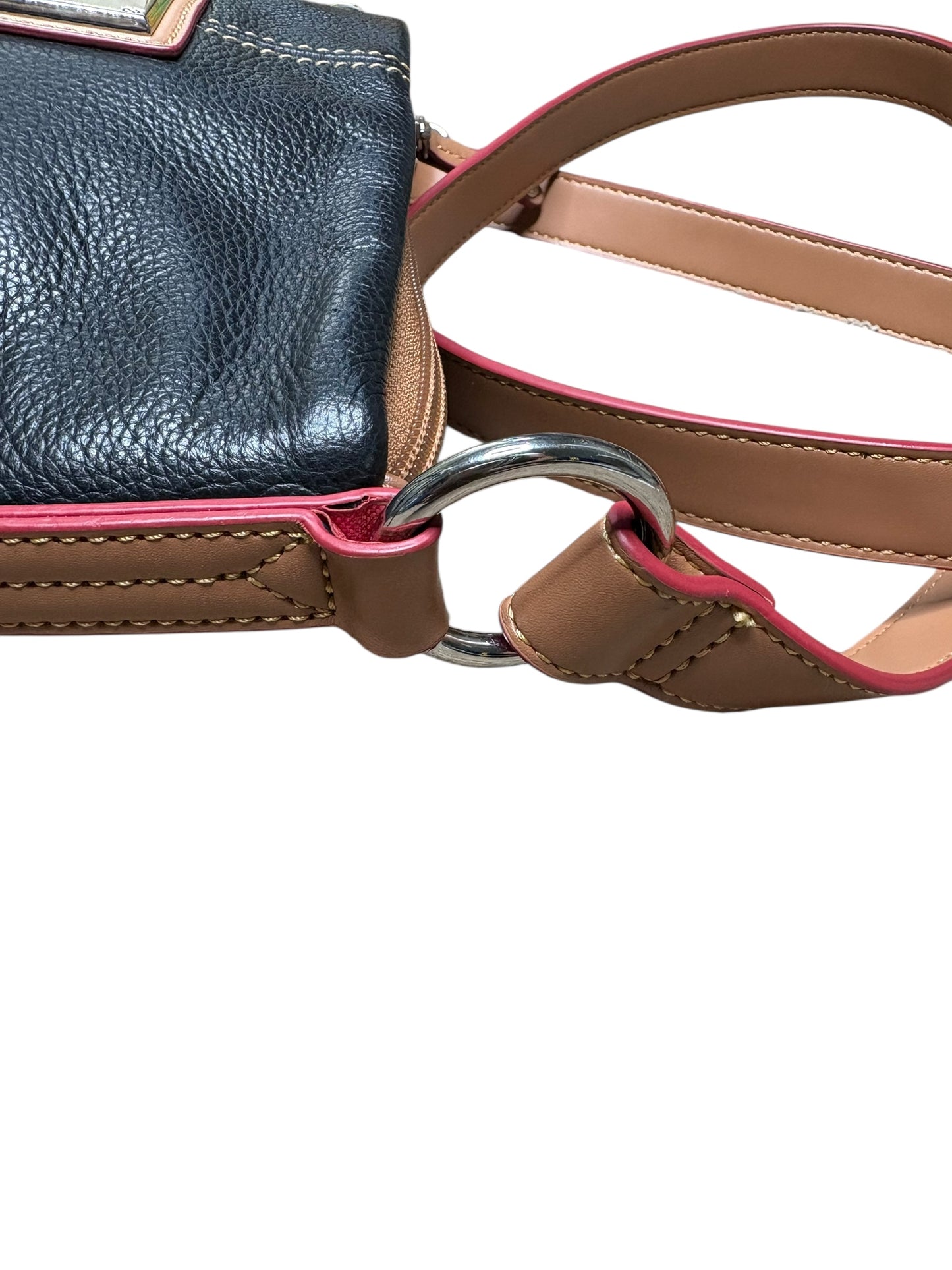Tignanello Organizer Black Pebble Leather Crossbody Bag NWOT