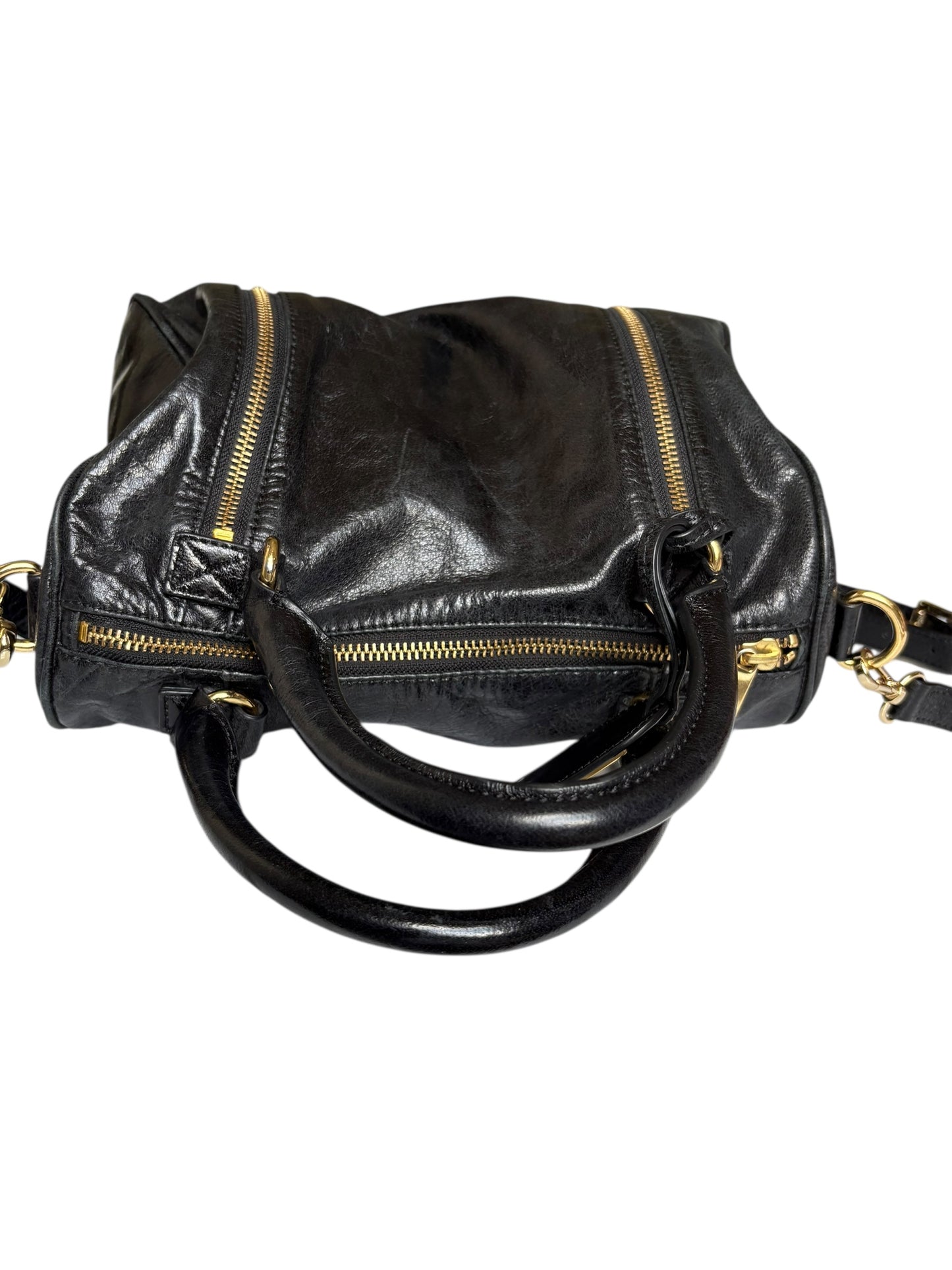 Badgley Mischka Midnight Blue Leather Top Handle Crossbody Bag