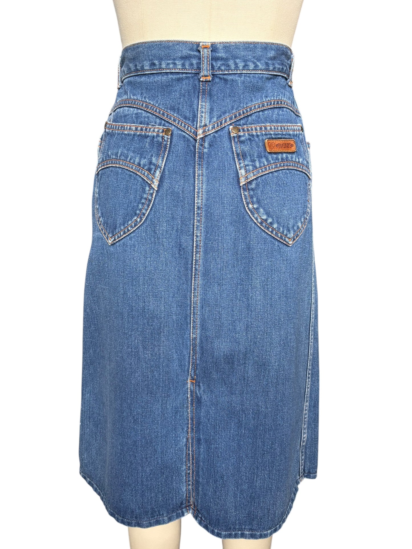 Gitano Vintage Denim A-line High Waist Midi Skirt Size 8/9