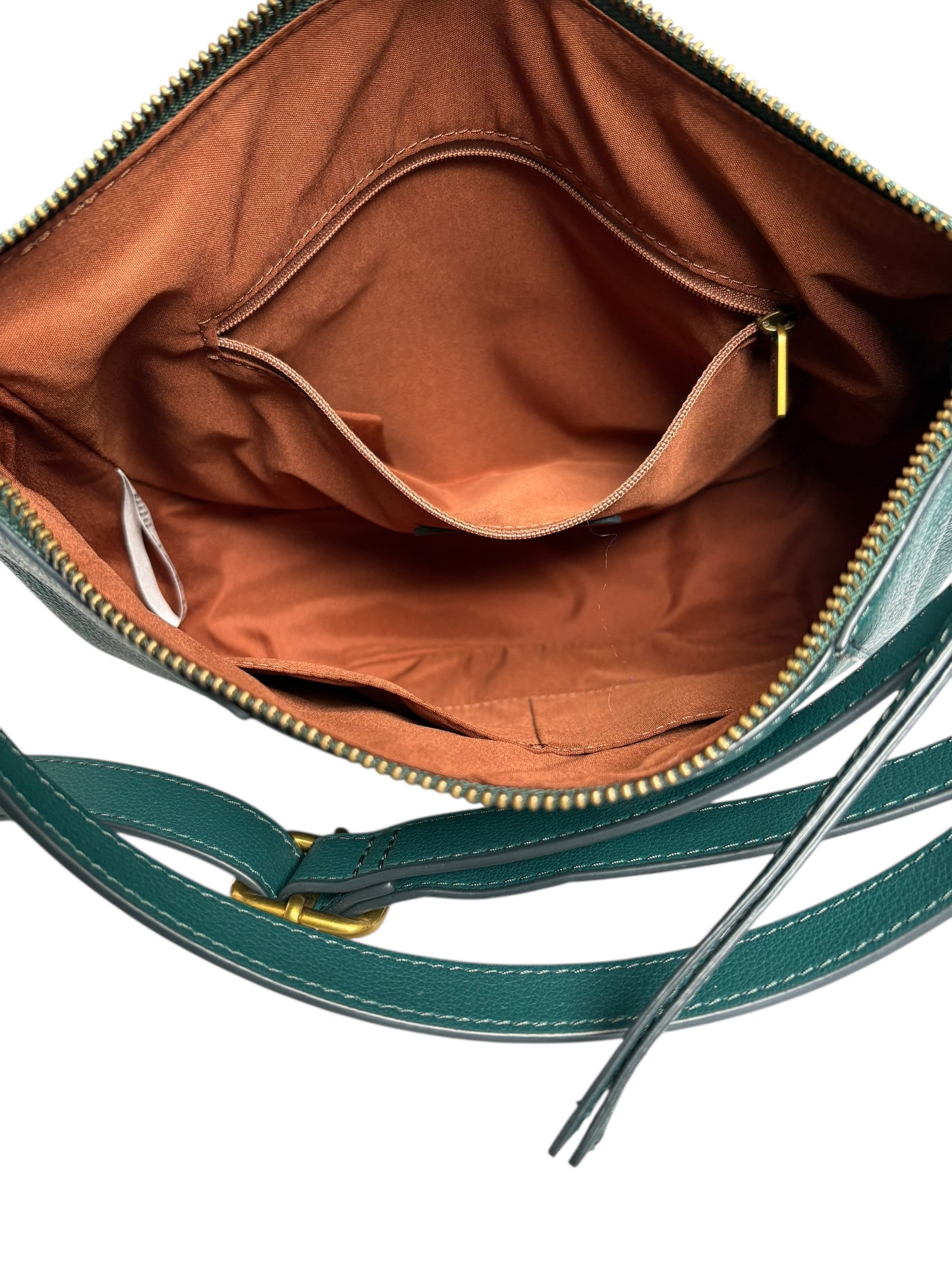 Fossil Green Leather Crossbody Top Handle Adjustable Bag