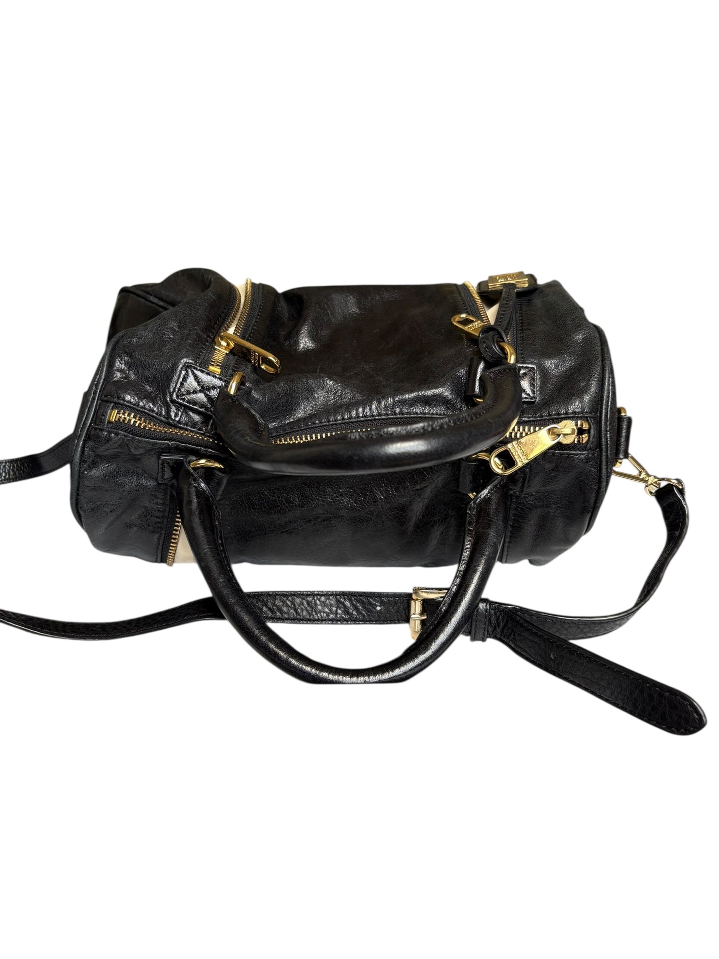 Badgley Mischka Midnight Blue Leather Top Handle Crossbody Bag