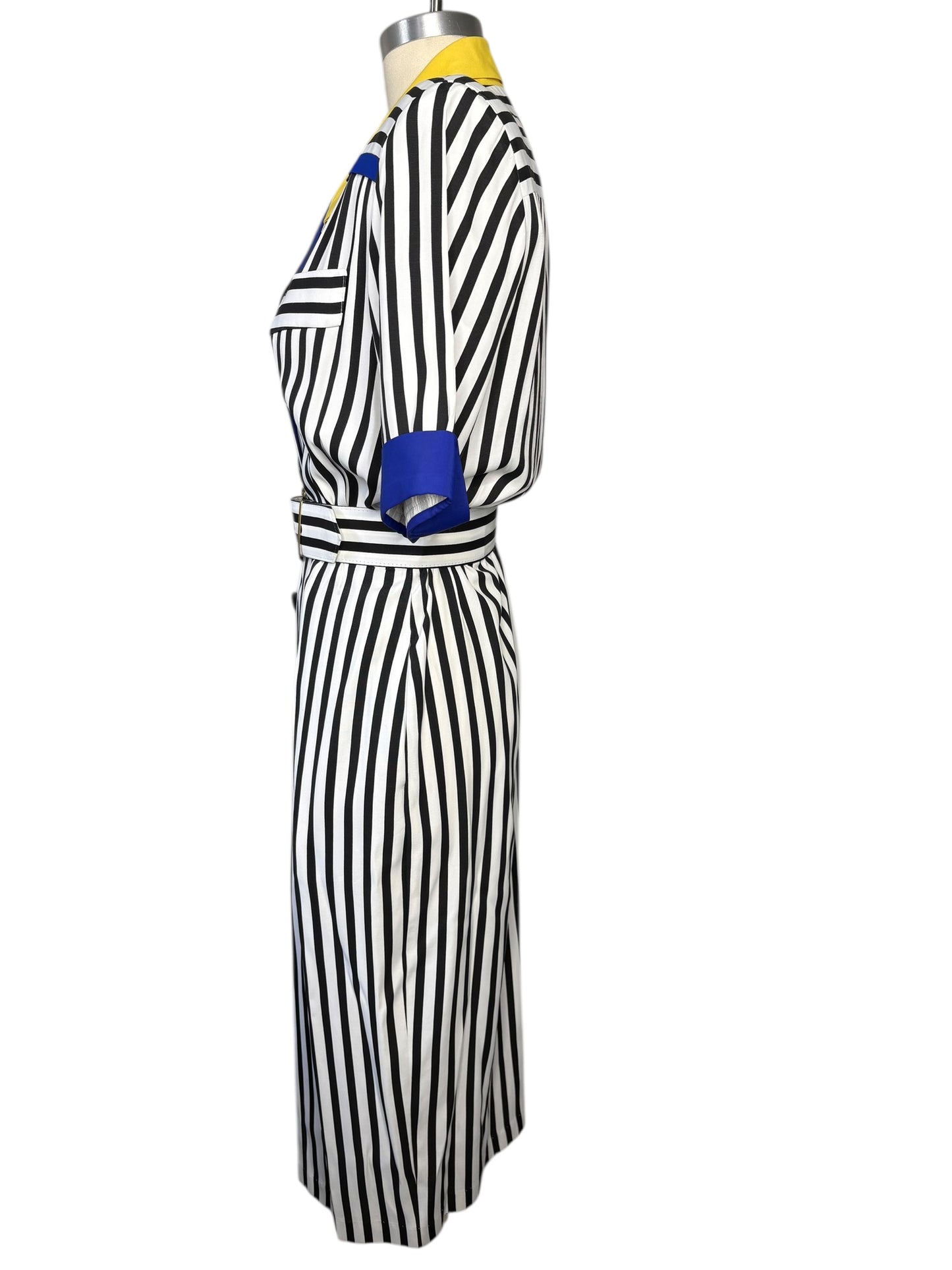 Vintage 1980’s MENU Rayon Striped Dress New Without Tags With Pockets