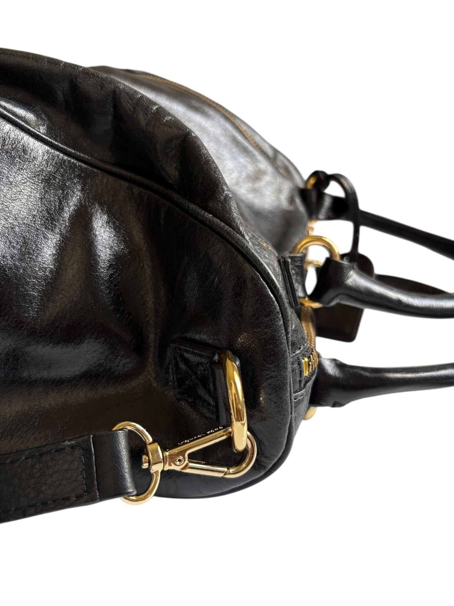Badgley Mischka Midnight Blue Leather Top Handle Crossbody Bag