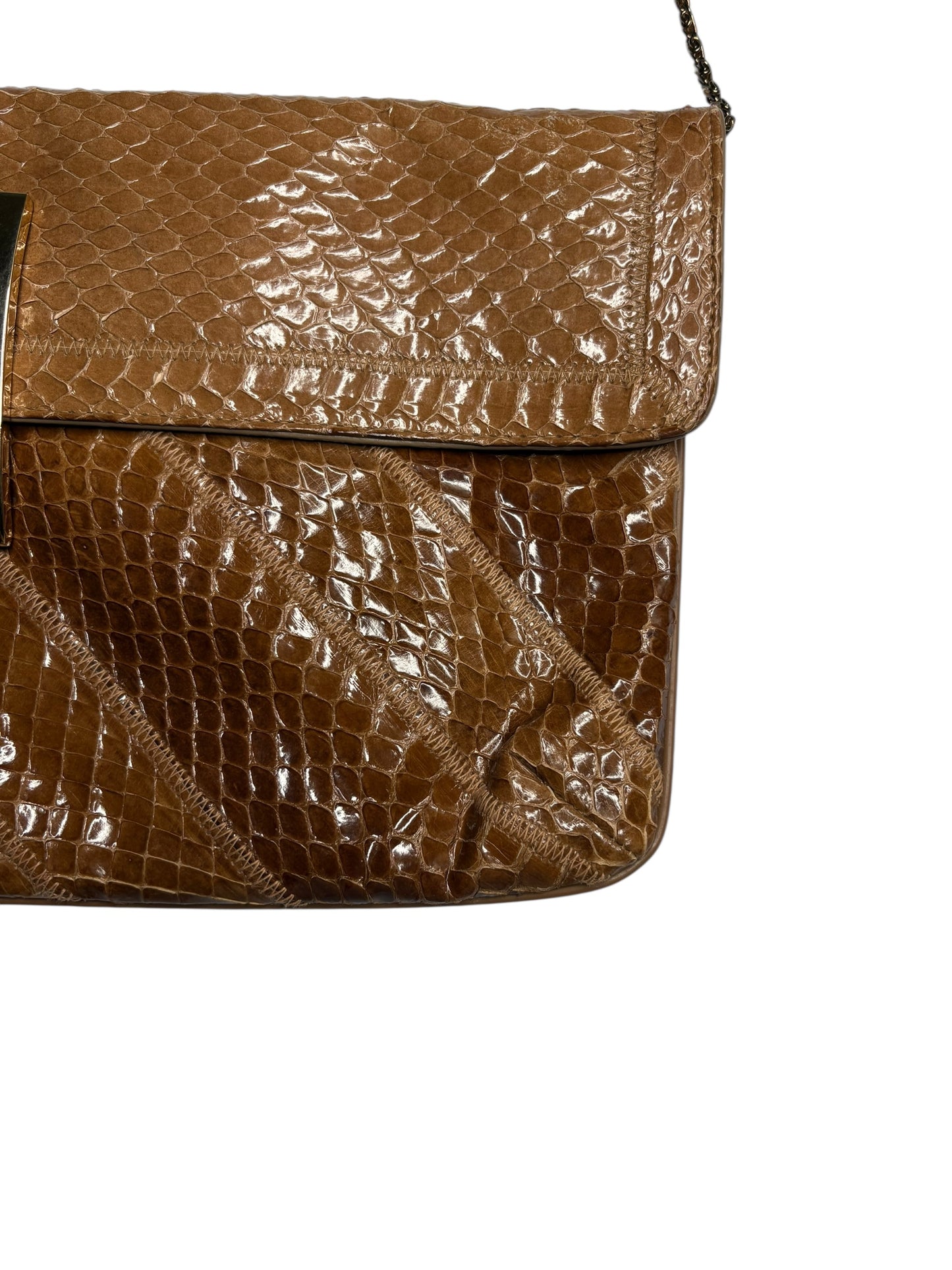Varon Bags Leather Snakeskin Clutch Shoulder Bag