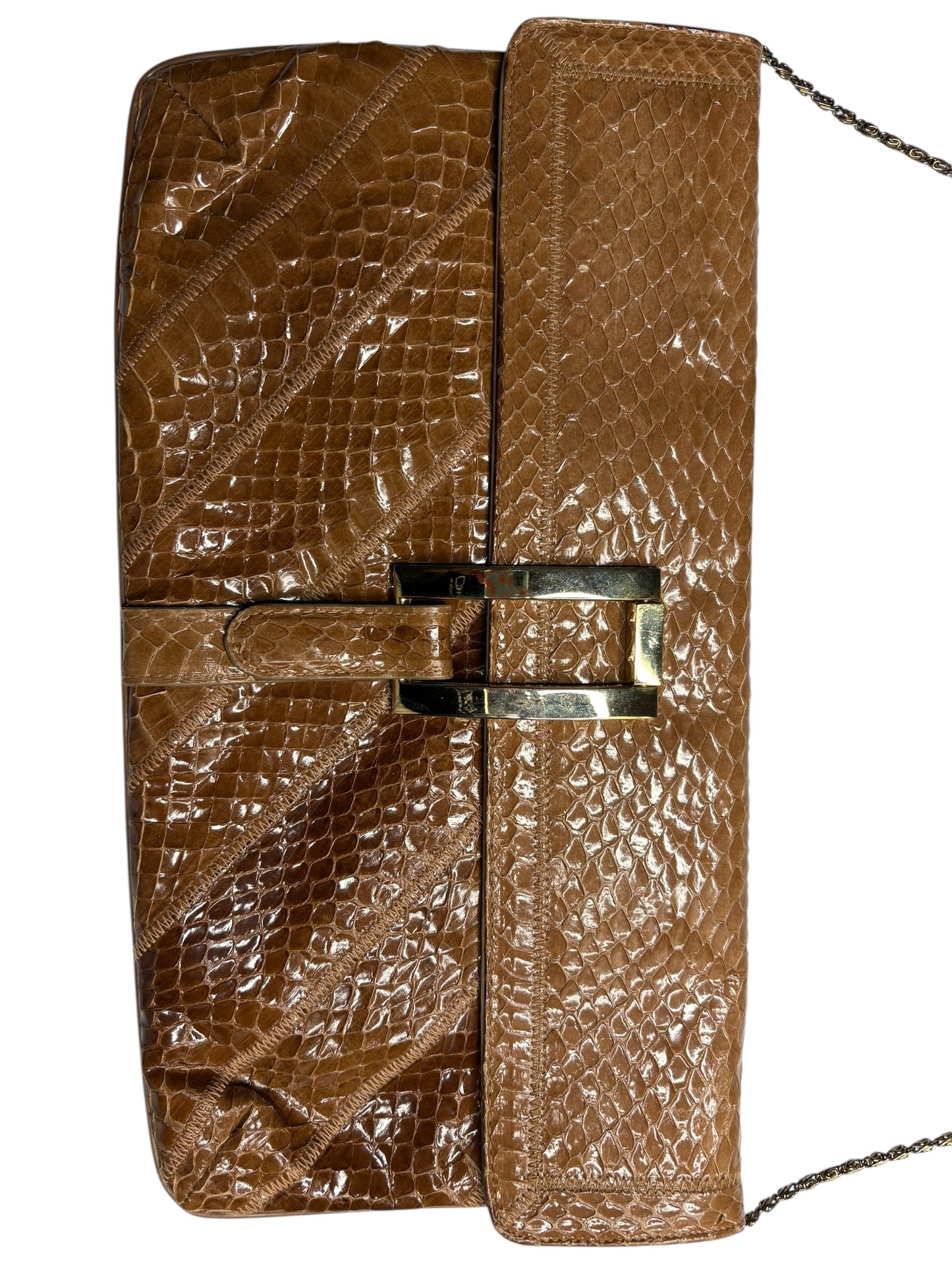 Varon Bags Leather Snakeskin Clutch Shoulder Bag