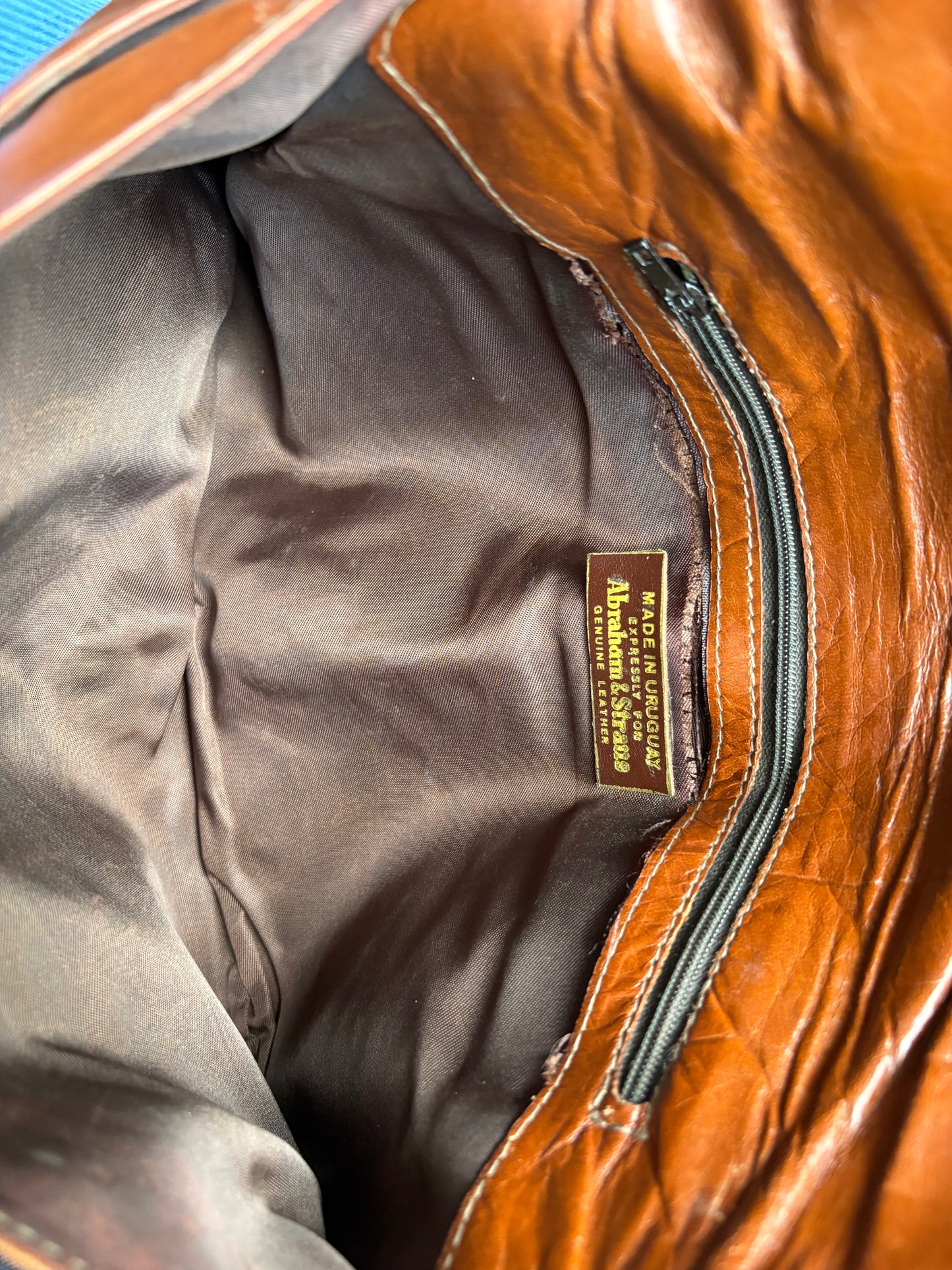 Abraham & Straus Vintage Cognac Leather Foldover Clutch