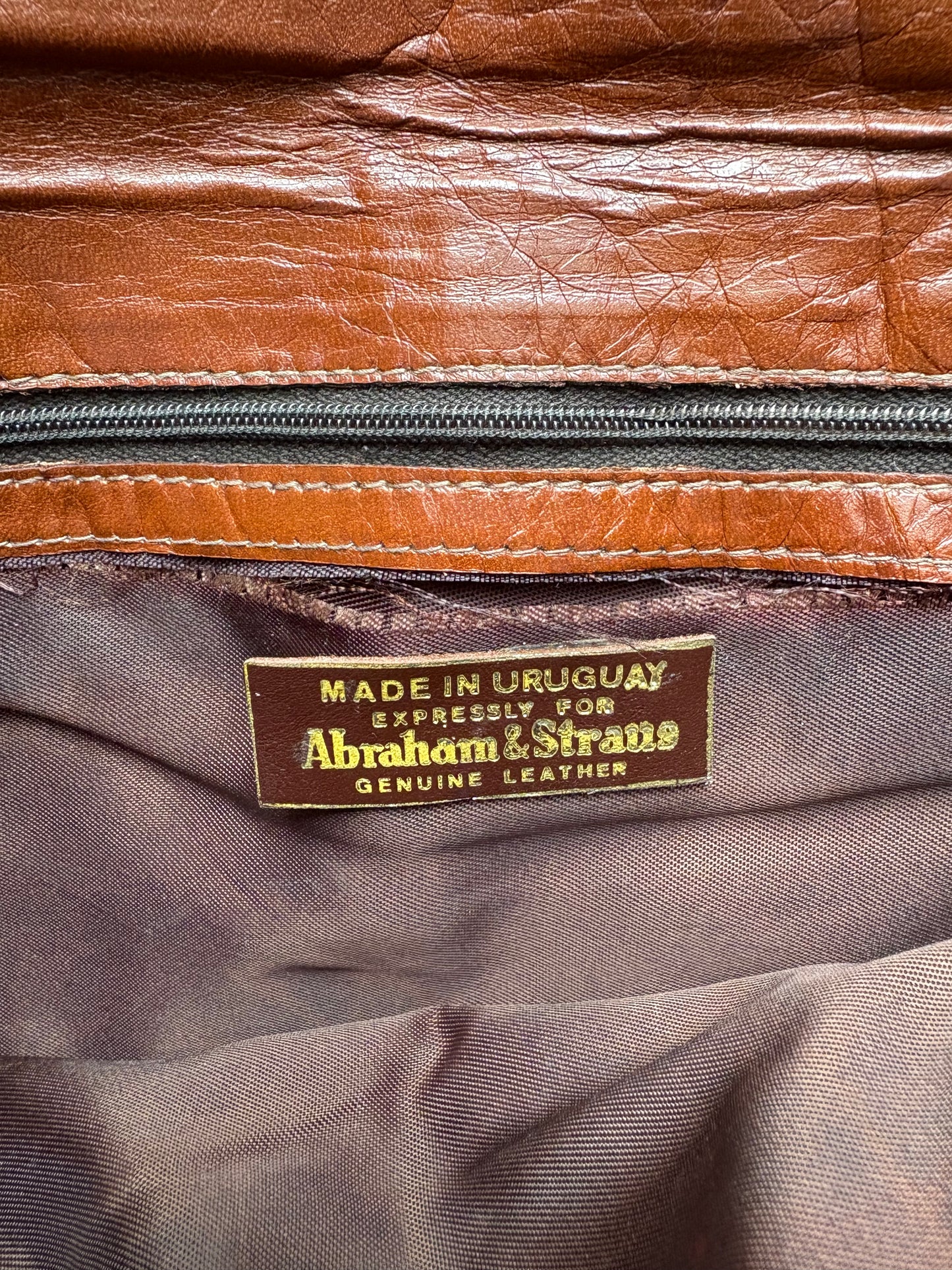 Abraham & Straus Vintage Cognac Leather Foldover Clutch