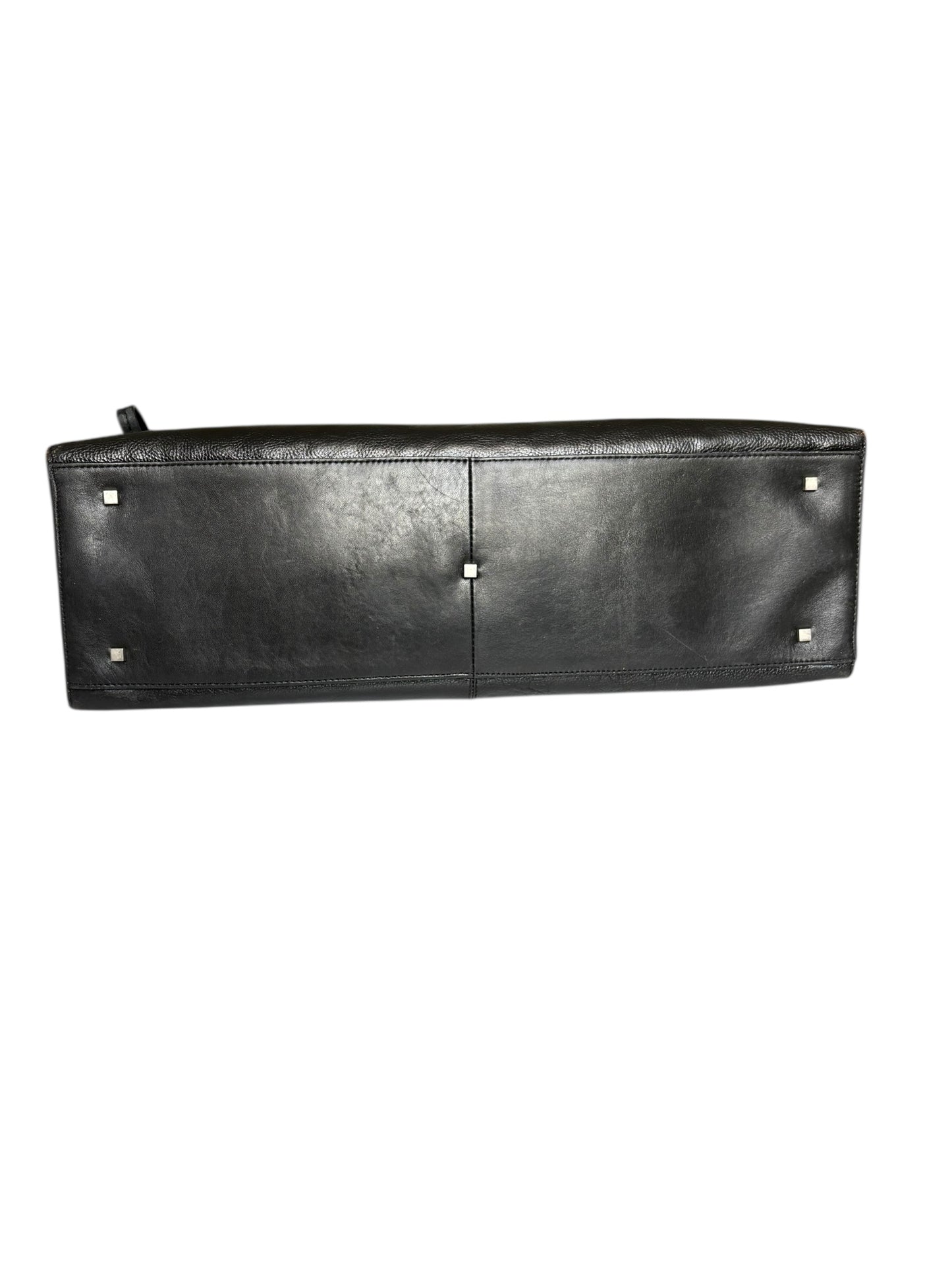 Kenneth Cole New York Black Leather Large Rectangular Handbag
