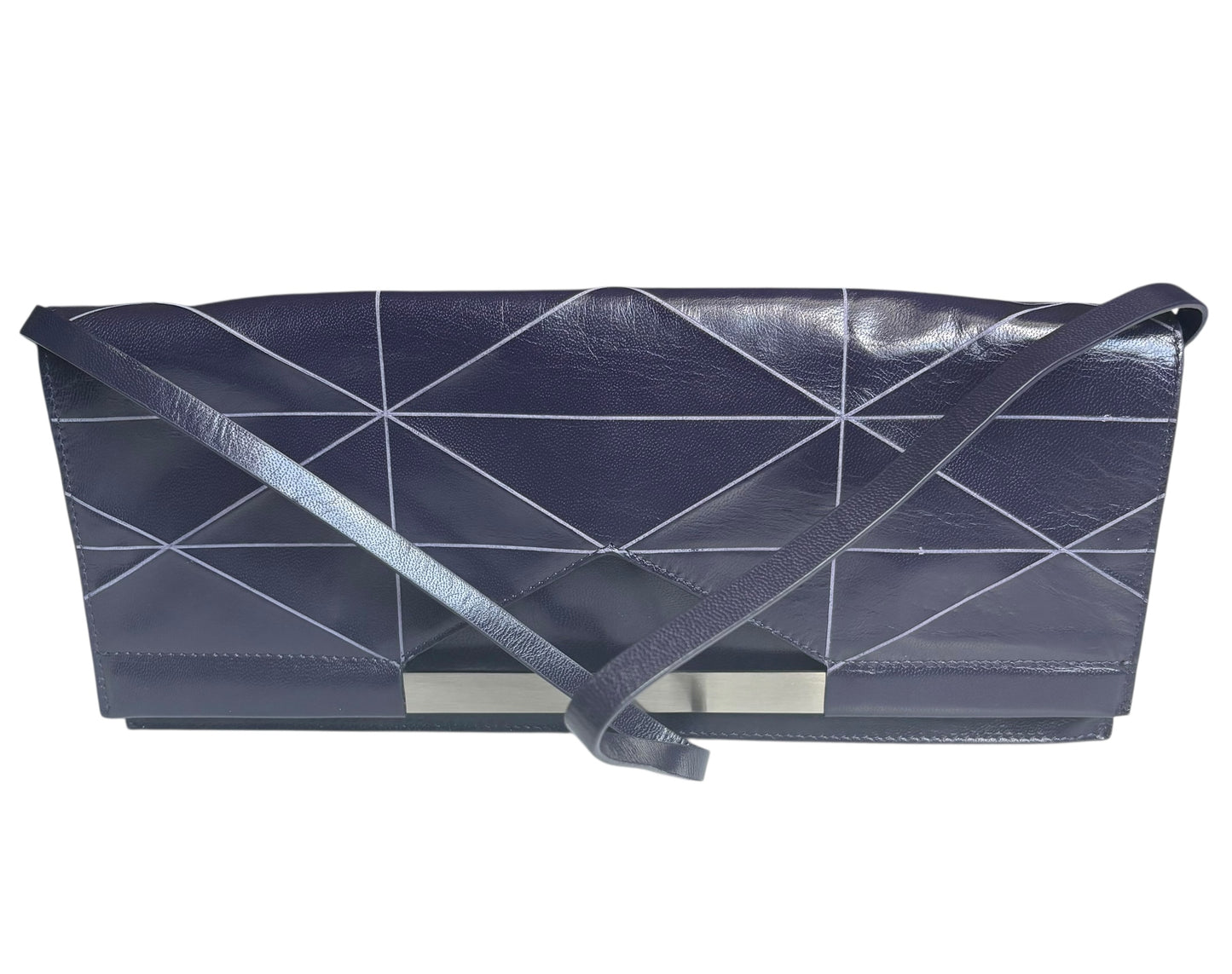 Via Spiga Cobalt Blue Leather Magnetic Clutch