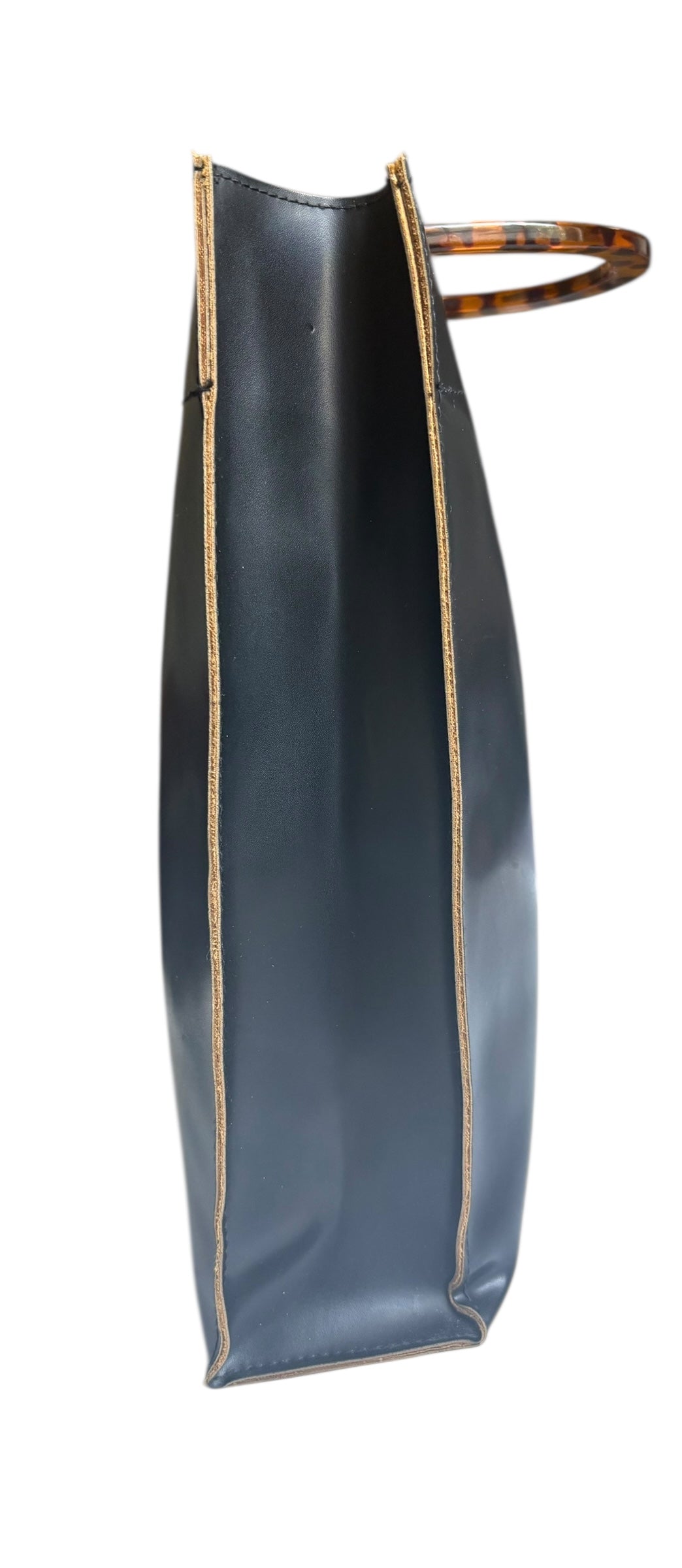 Made Exclusively For Dillards Black Vegan Leather Tote Leopard Lucite Handles