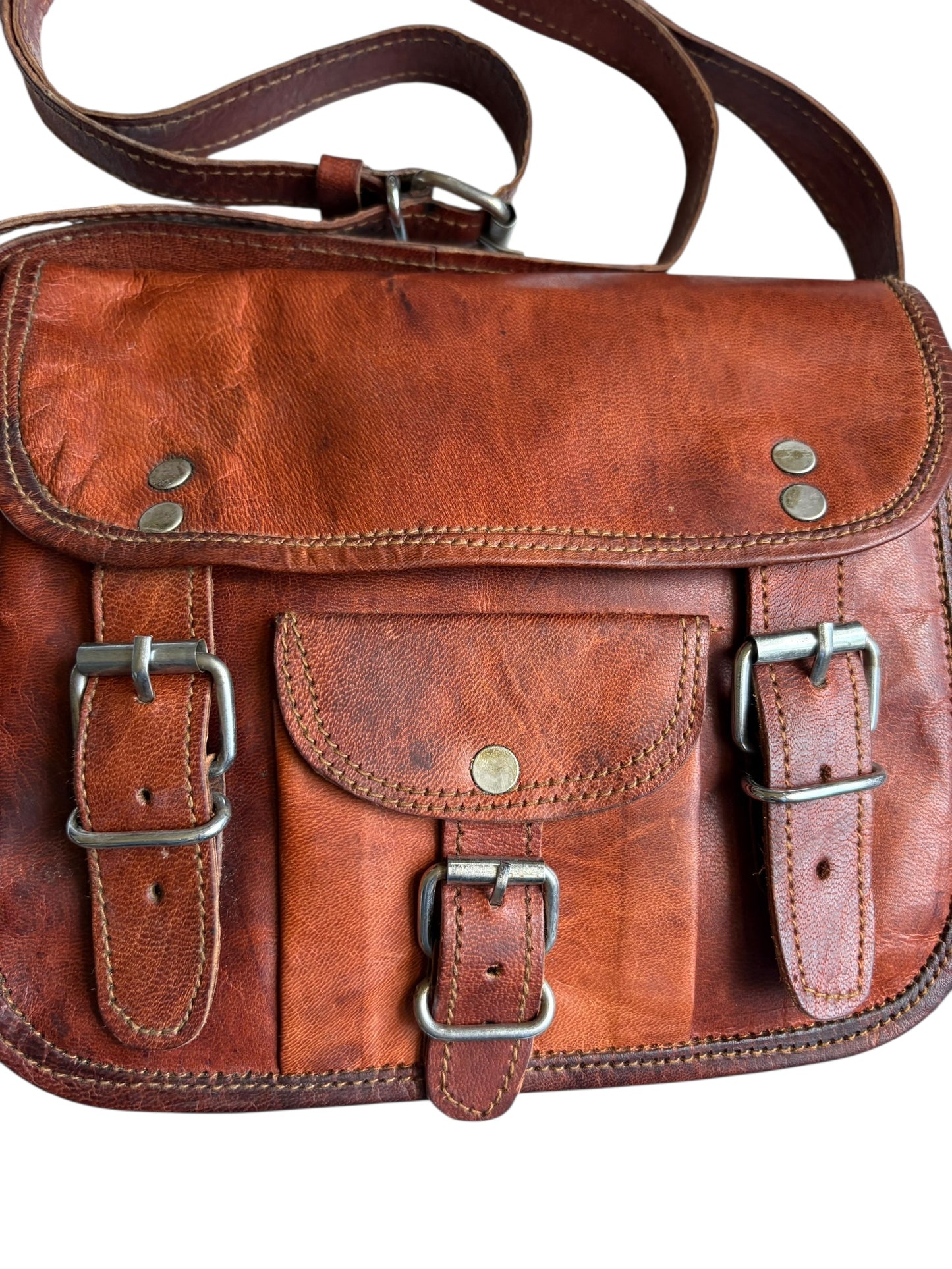 Vintage Leather Crossbody Satchel