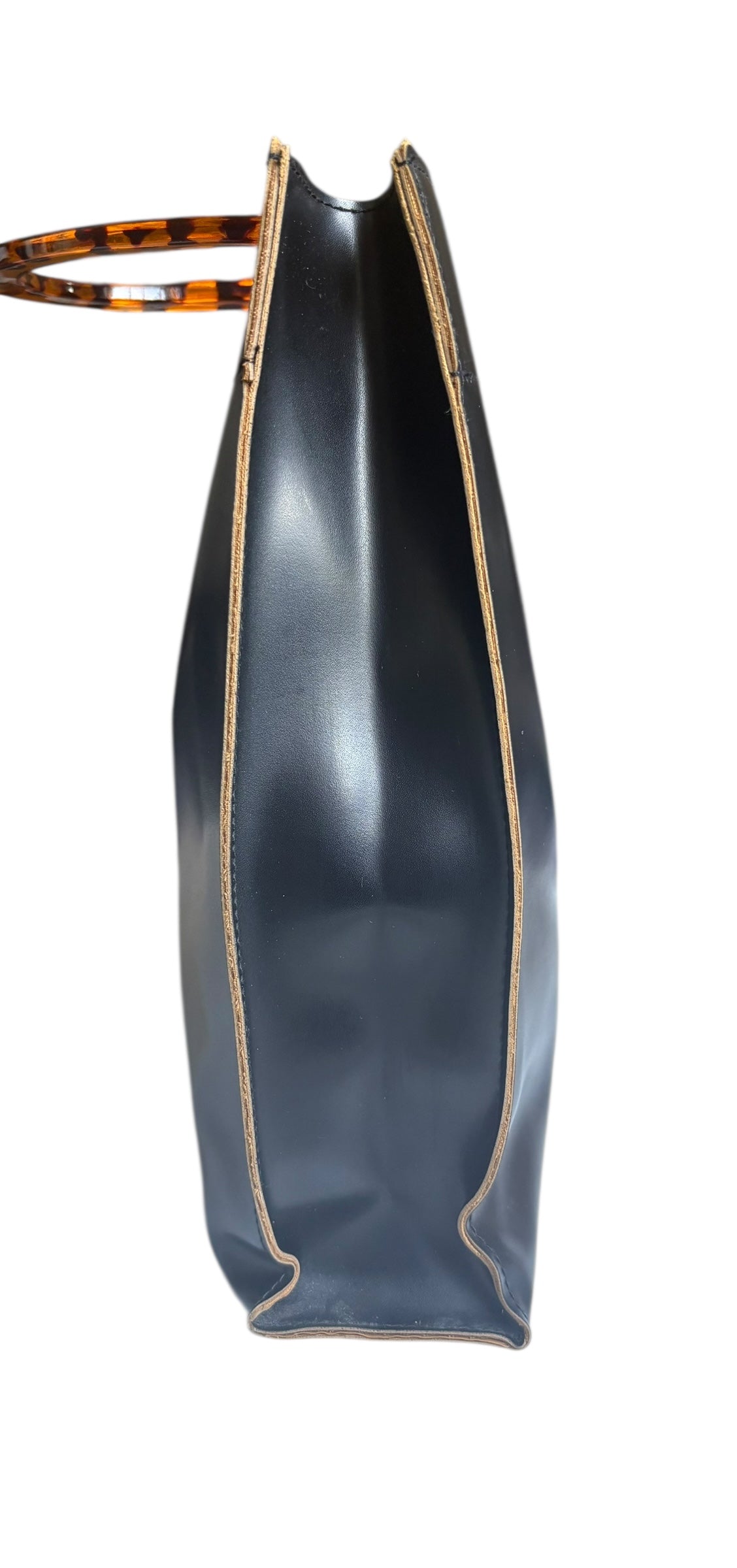Made Exclusively For Dillards Black Vegan Leather Tote Leopard Lucite Handles