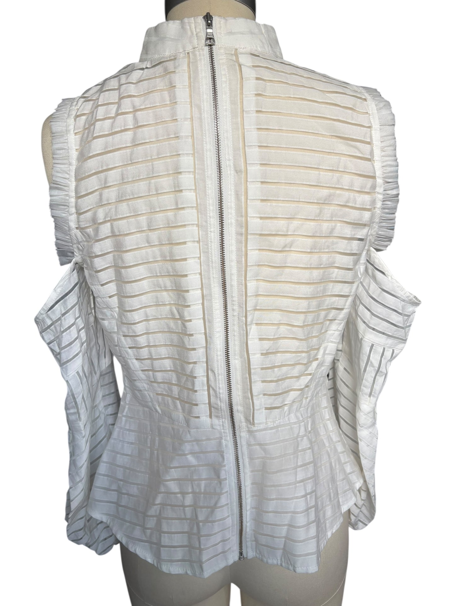 Bardot Cold Shoulder Mock Neck White Blouse