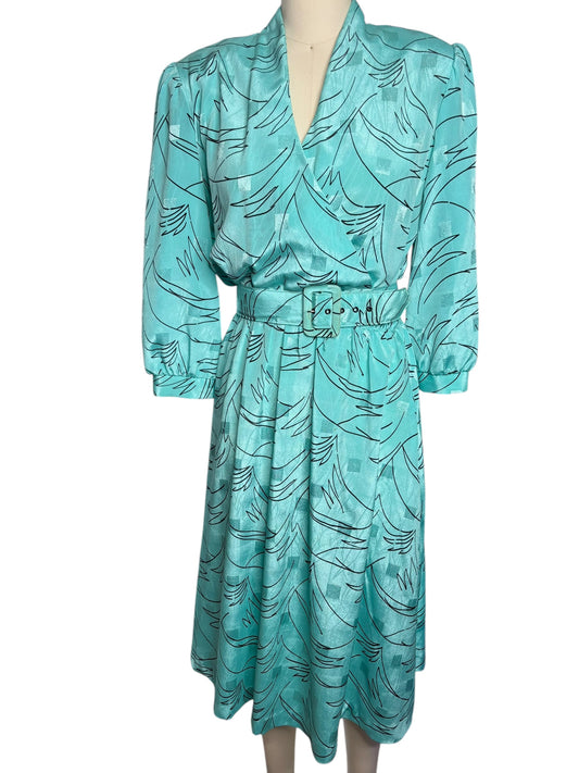 Vintage Lady Carol of New York Belted Fit and Flare Midi Dress