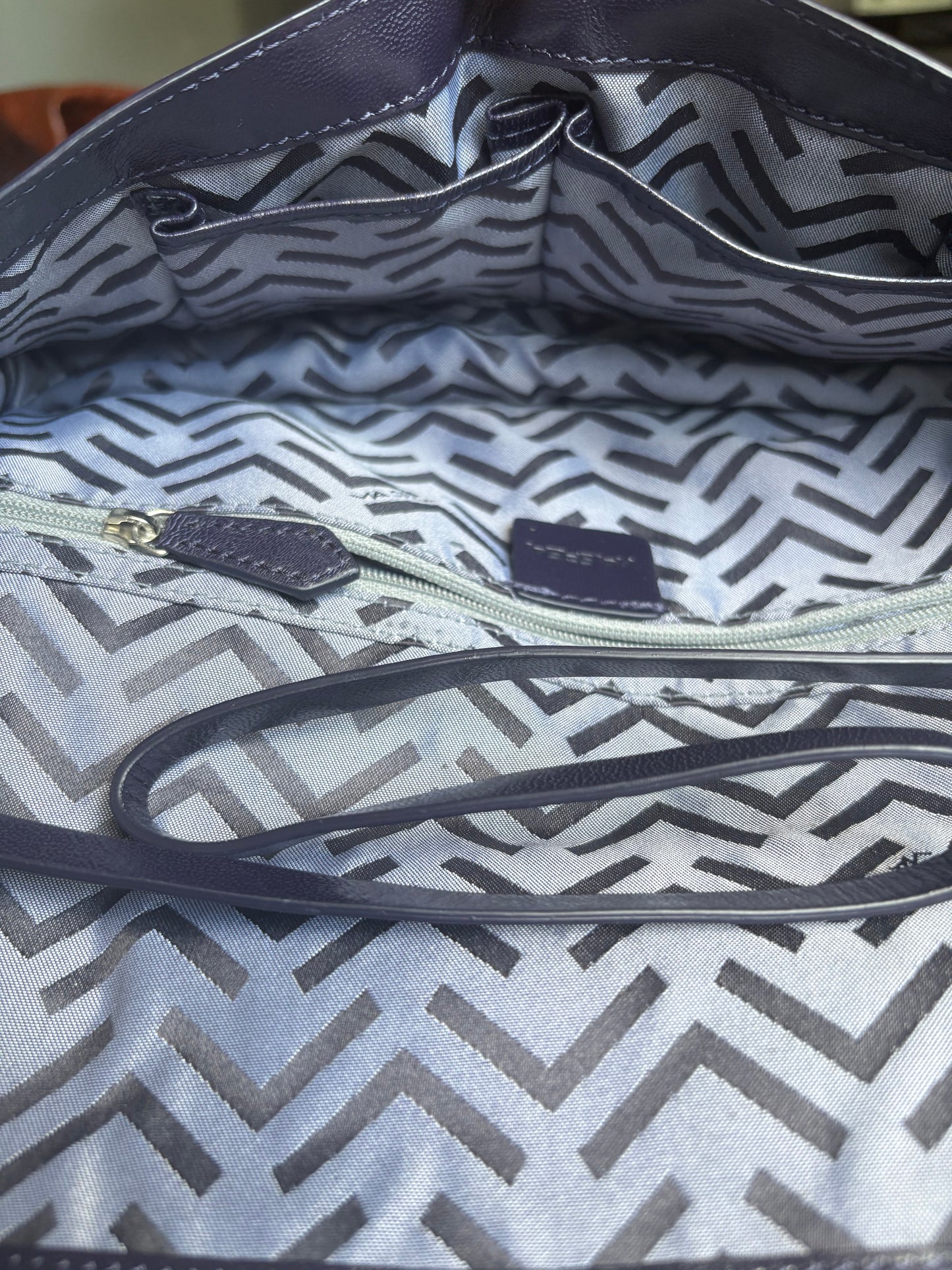 Via Spiga Cobalt Blue Leather Magnetic Clutch