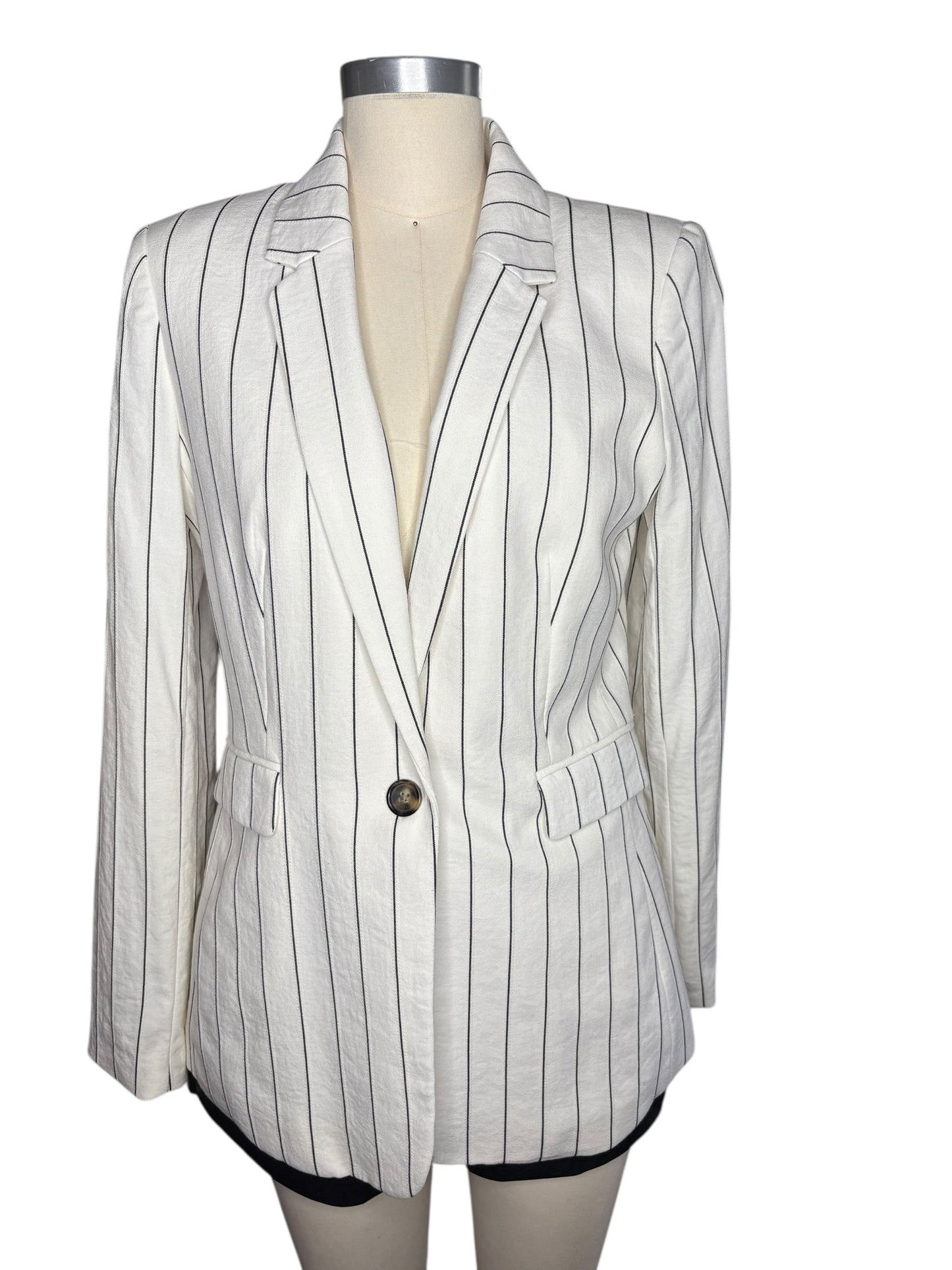 DKNY White Pinstriped Blazer