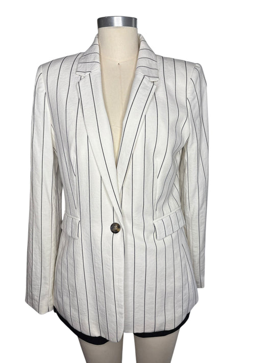 DKNY White Pinstriped Blazer