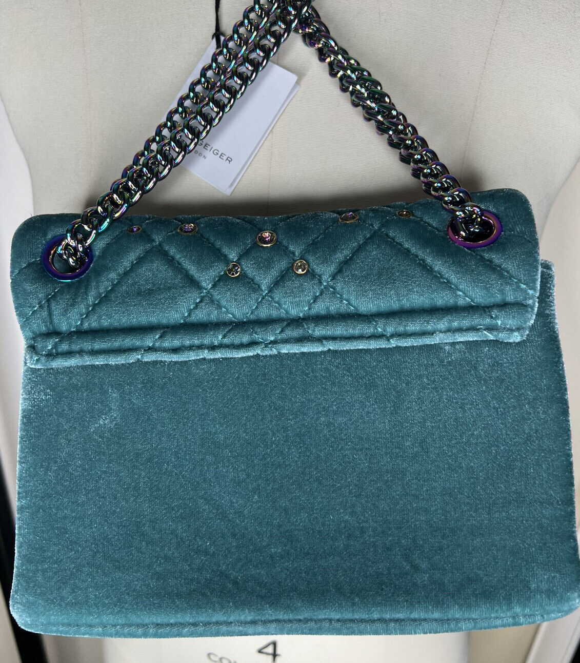 Kurt Geiger London Brixton Mini Teal Rhinestones New With Tags 