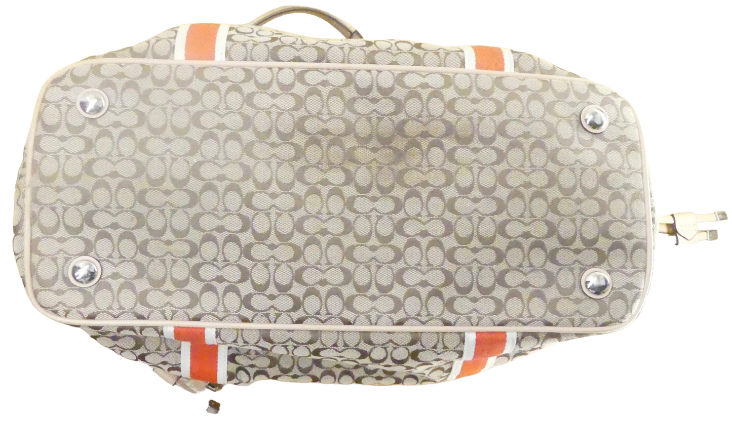 Coach Devin Signature Khaki Orange Stripe Shoulder Bag Serial No: M1381 f261