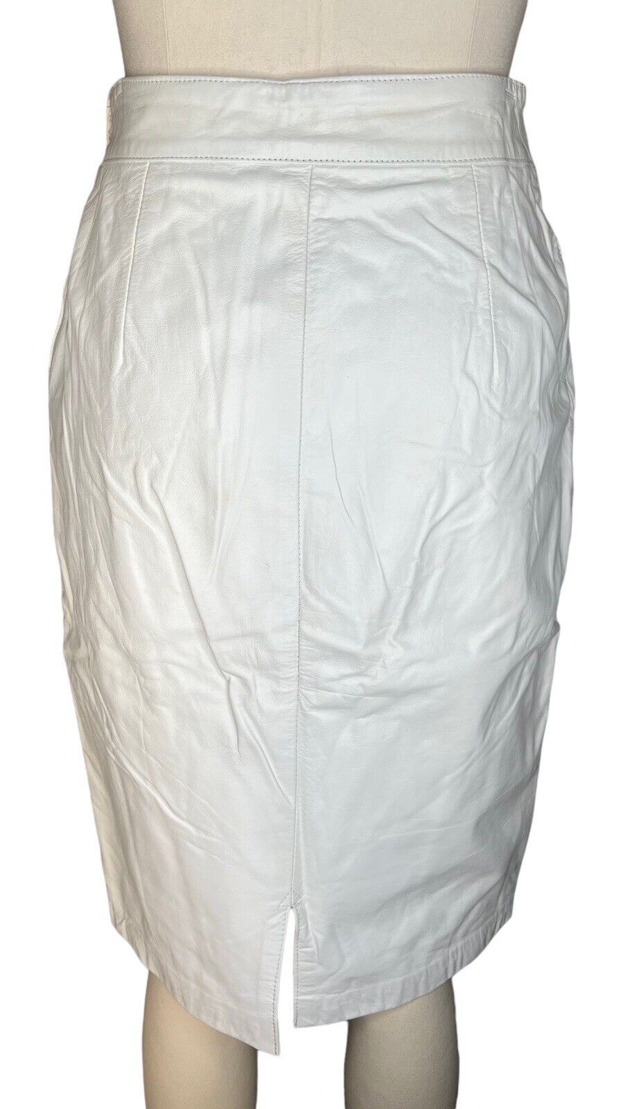 Cedars White Leather Straight Pencil Skirt Size 6