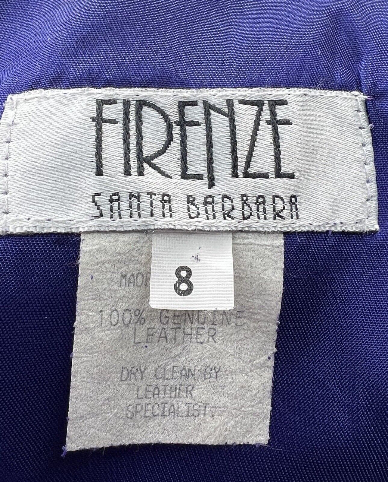 Firenze Santa Barbara Purple Leather Straight Pencil Skirt Size 8