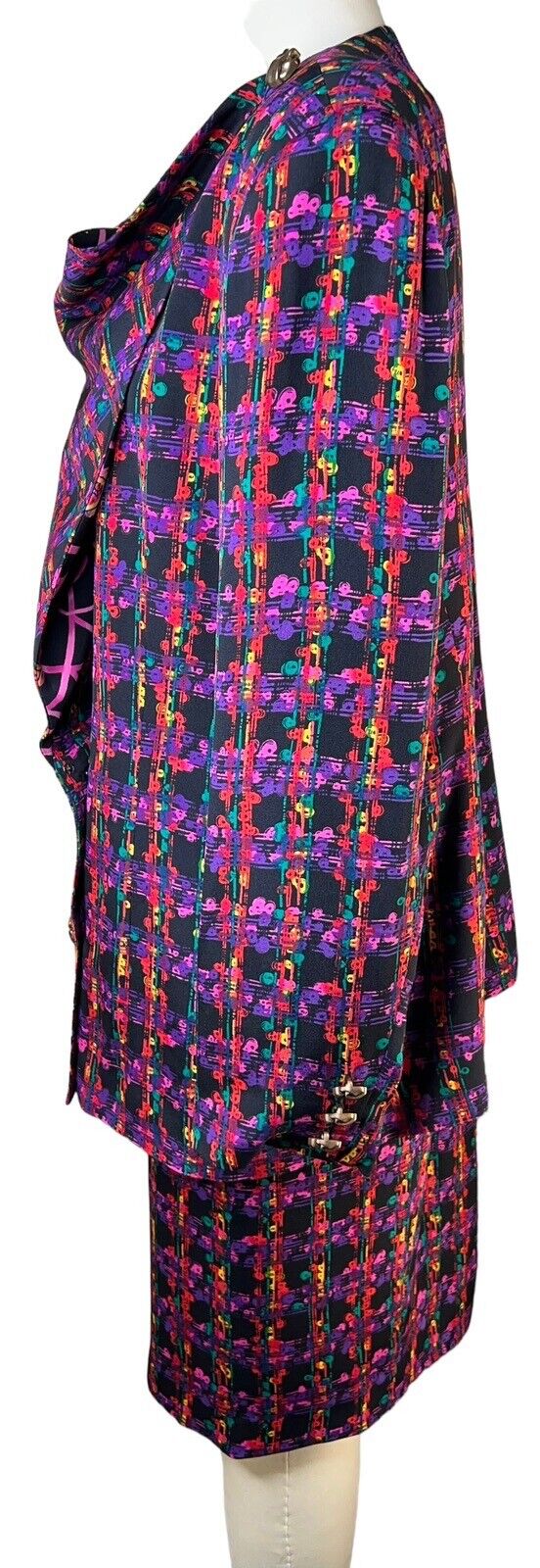 Tom Smith New York Abstract Checkerboard Asymmetric Silk Two-piece Suit Size 14