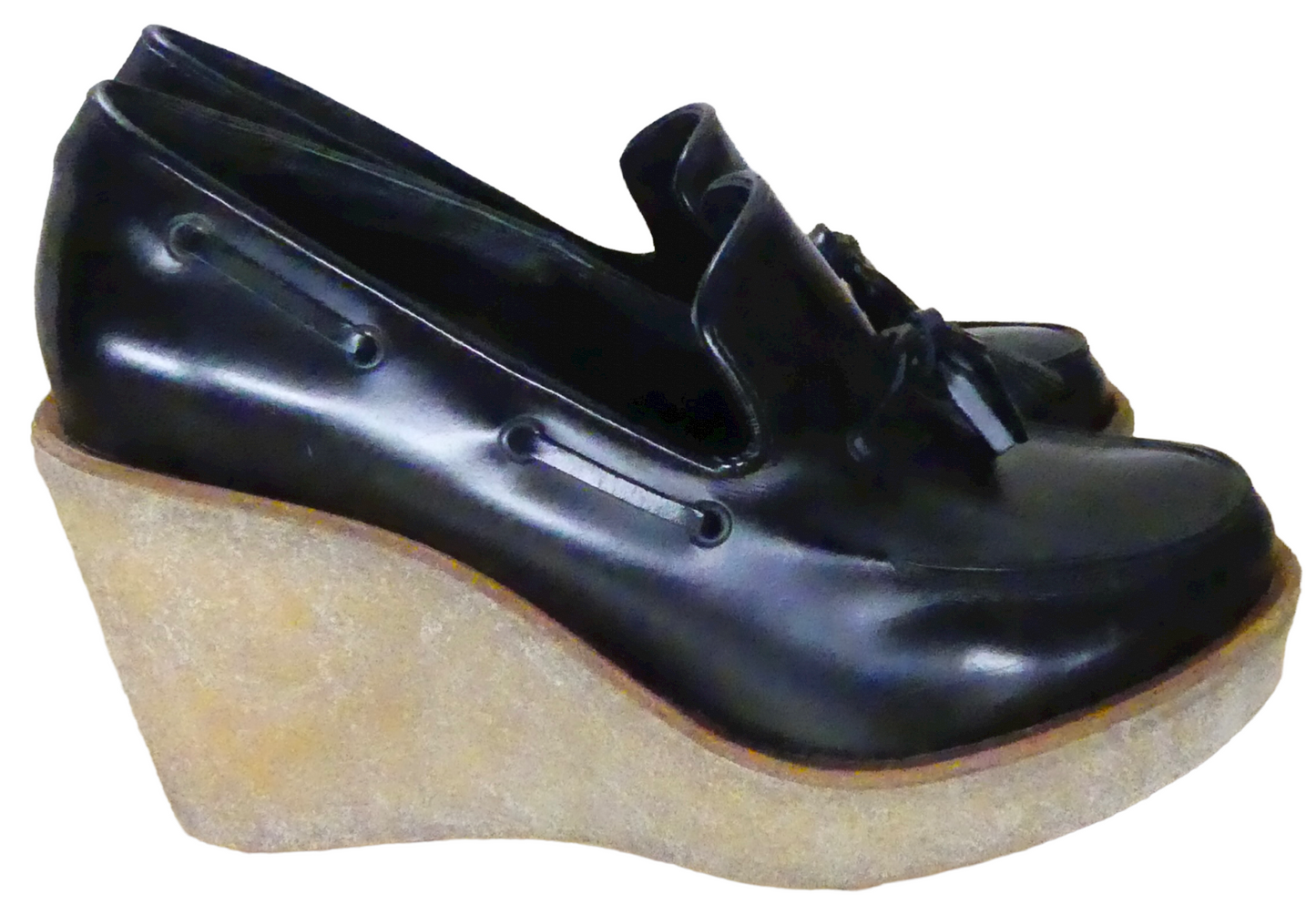 Pierre Hardy Rubber Sole Leather Wedge Loafers Size 8.5