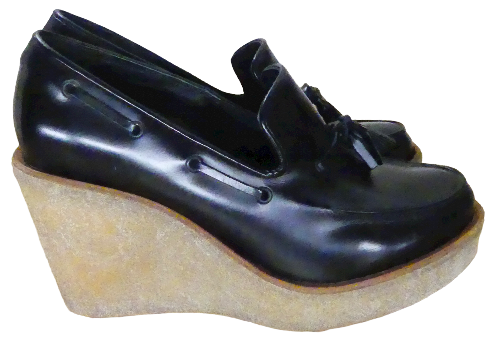 Pierre Hardy Rubber Sole Leather Wedge Loafers Size 8.5