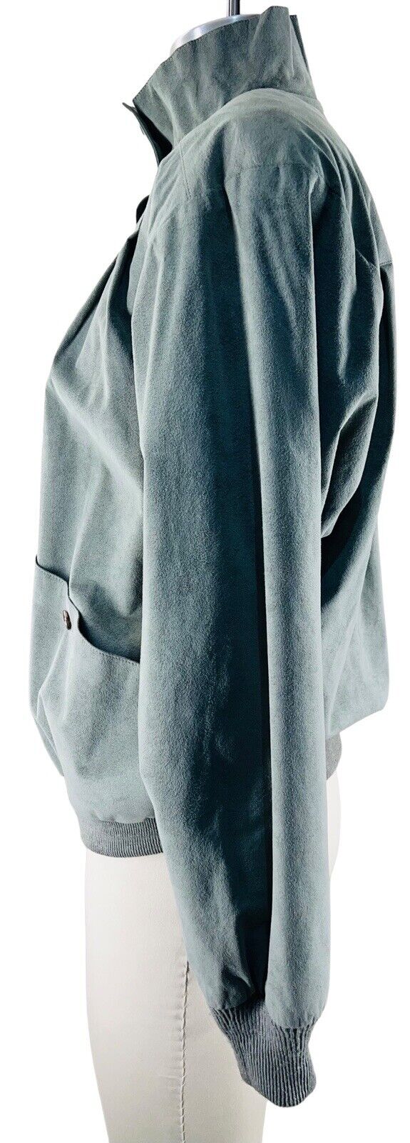 Jessica Grey Faux Suede Sage Bomber Jacket Size S