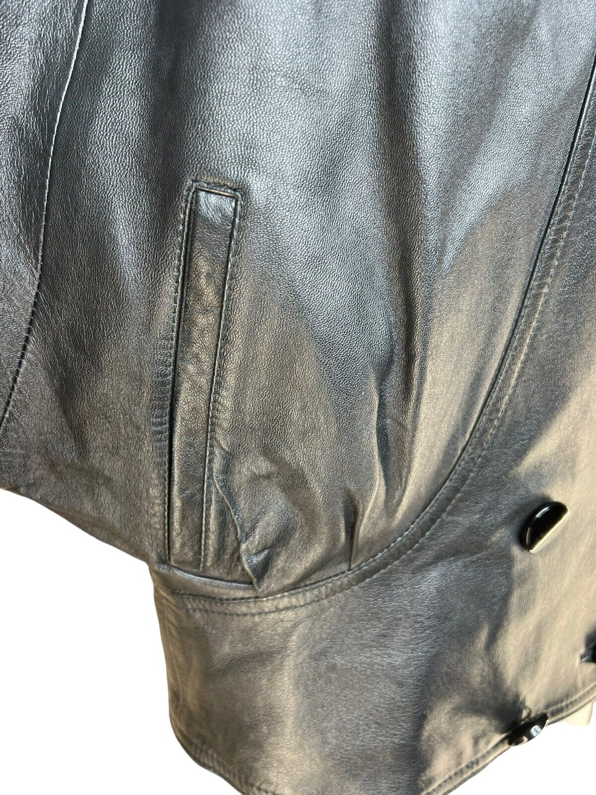 Women’s Black Italian Leather Cropped Jacket Embroidered Shoulder By Regal